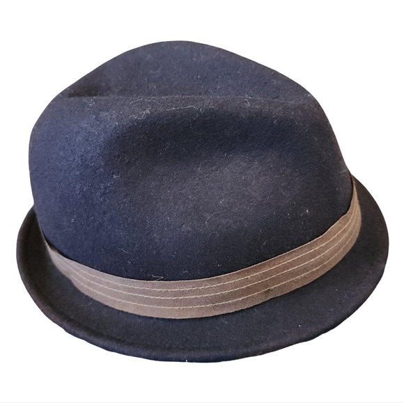 Stylish Wool Navy Fedora with Brown Band By Goorin Brothers XL - Picture 3 of 6